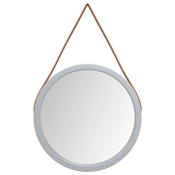 vidaXL Wall Mirror with Strap Silver &Oslash; 35 cm