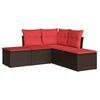 vidaXL 5 Piece Garden Sofa Set with Cushions Brown Poly Rattan