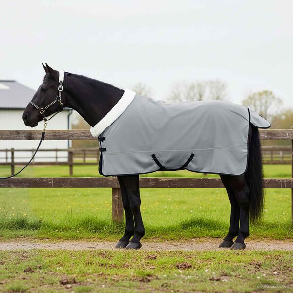 vidaXL Horse Blanket Full Light Grey and Pink 125 cm Polar fleece