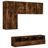 vidaXL 4 Piece TV Wall Units Smoked Oak Engineered Wood