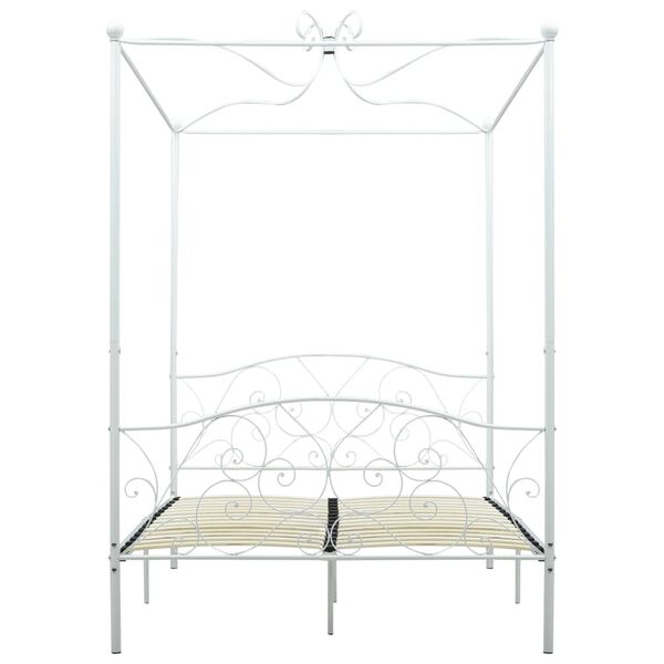 vidaXL Bed Frame without Mattress with Canopy White 140x200 cm Metal