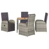 vidaXL 5 Piece Garden Dining Set Grey Poly Rattan&Solid Wood Acacia