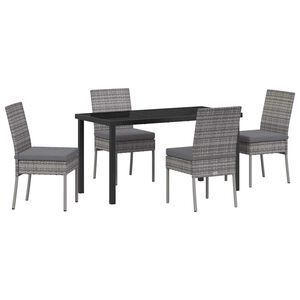vidaXL Garden Dining Set 5 pcs Grey Powder-Coated Steel