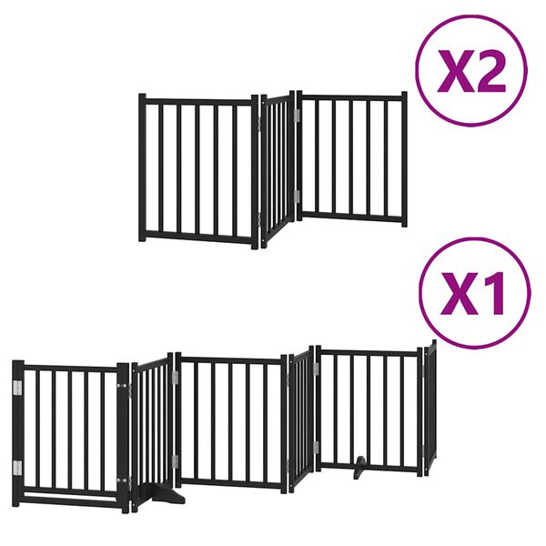 vidaXL Dog Gate with Door Foldable 12 Panels Black 600 cm Poplar Wood