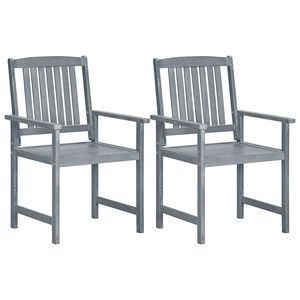 vidaXL Garden Chairs 2 pcs Grey Solid Acacia Wood