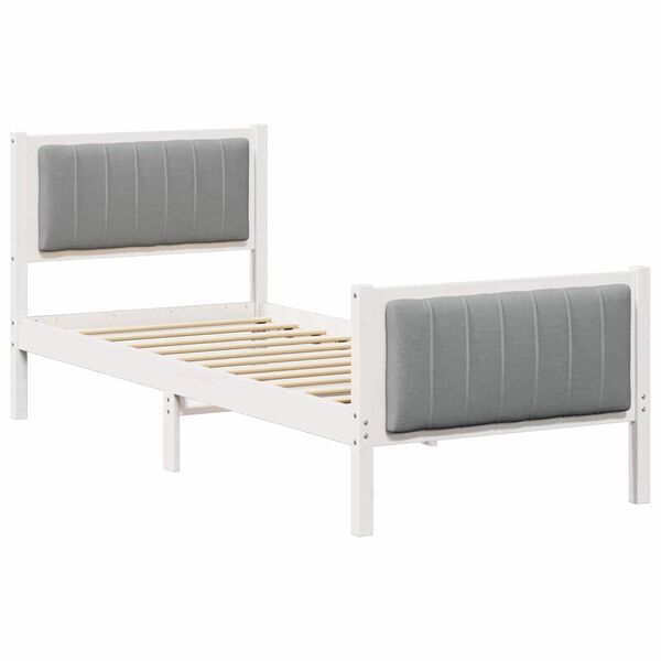 vidaXL Bed frame White and light grey 75 x 190 cm Solid pine wood