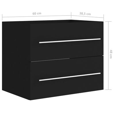 vidaXL Sink Cabinet Black 60x38.5x48 cm Engineered Wood