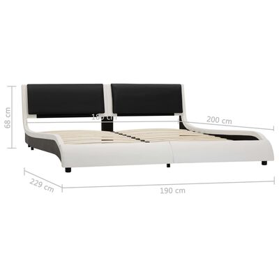 vidaXL Bed Frame White and Black Faux Leather 180x200 cm 6FT Super King