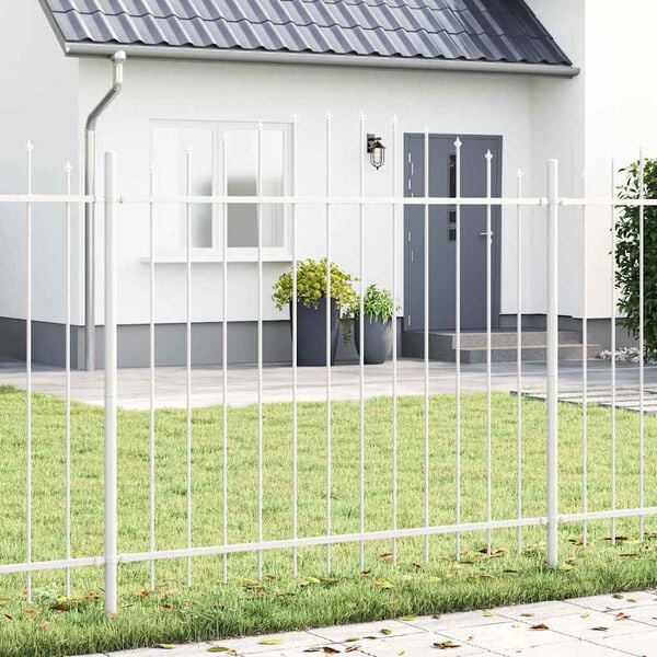 vidaXL Garden Fence 2 pcs White 170 x 165 cm Powder-Coated Steel