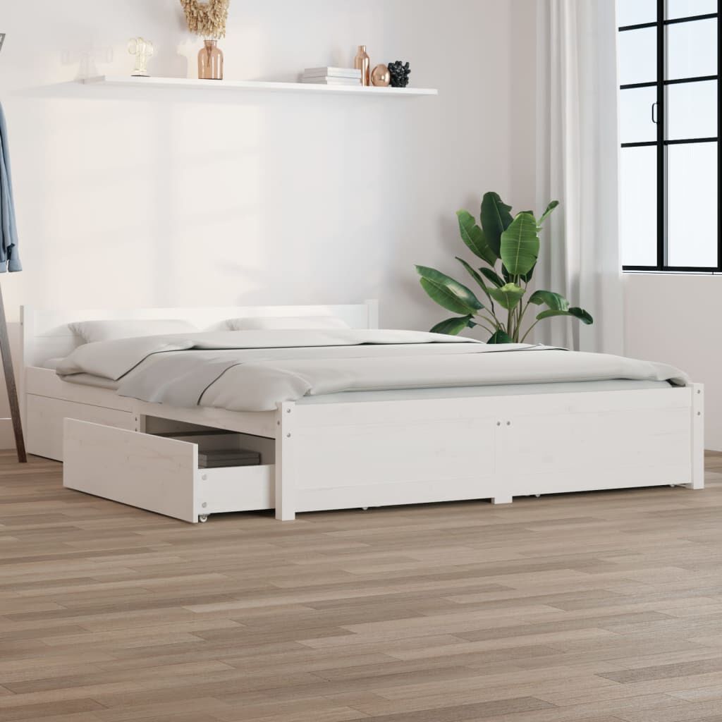 Bed frame shop with drawers white
