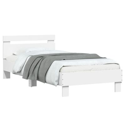 vidaXL Bed Frame with Headboard White 75x190 cm Small Single Engineered wood