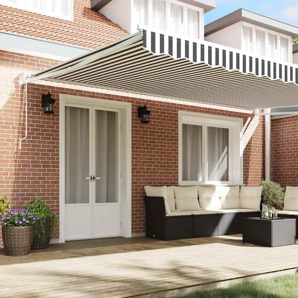 vidaXL Retractable Awning Anthracite and White 5x3 m Fabric&Aluminium