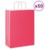 vidaXL Paper Bags 50 pcs with Handles Pink 26x12x35 cm