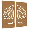 vidaXL Garden Wall Decorations 2 pcs 105x55 cm Corten Steel Tree Design