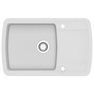 vidaXL Granite Kitchen Sink Single Basin White