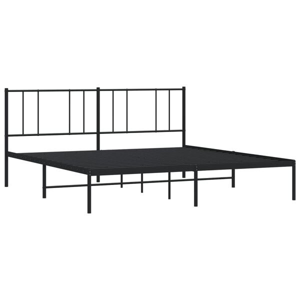 vidaXL Metal Bed Frame without Mattress with Headboard Black 180x200cm