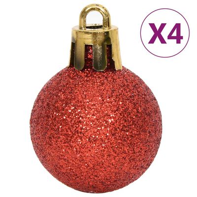 vidaXL 64 Piece Christmas Bauble Set Red and White