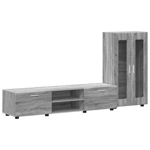 vidaXL TV Cabinet Set with Drawer FLORIN Grey Sonoma Engineered Wood