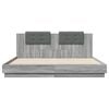 vidaXL Bed Frame with LED without Mattress Grey Sonoma 160x200 cm