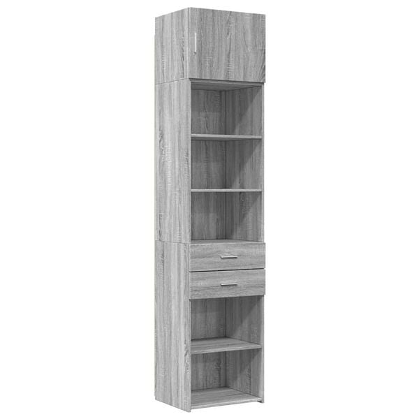 vidaXL Slim Storage Cabinet Grey Sonoma 50x42.5x225 cm Engineered Wood