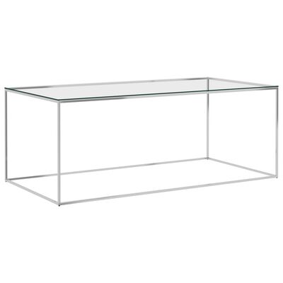 vidaXL Coffee Table Silver 120x60x45 cm Stainless Steel and Glass