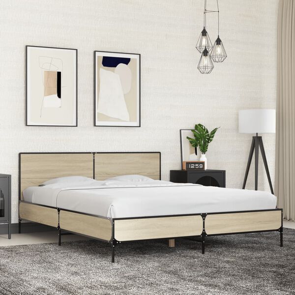 vidaXL Bed Frame without Mattress Sonoma Oak 150x200 cm King Size