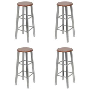vidaXL Bar Stools 4 pcs Silver and Brown MDF