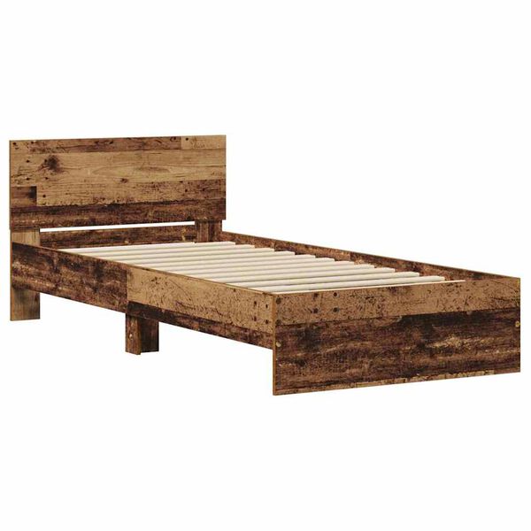 vidaXL Bed Frame with Headboard Old Wood 90 x 200 cm Engineered Wood
