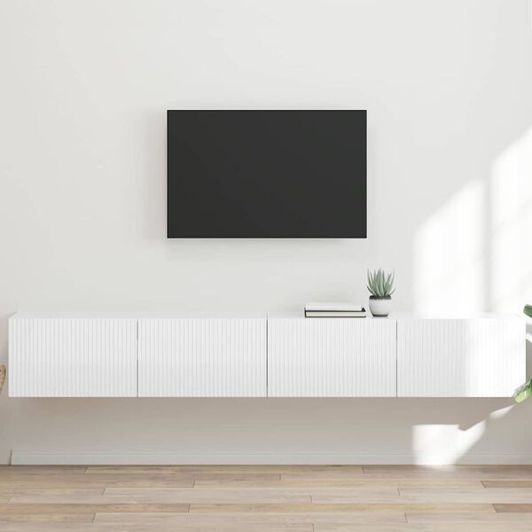 vidaXL TV Wall Cabinet 2 pcs Gloss White 98 x 31 x 29.5 cm