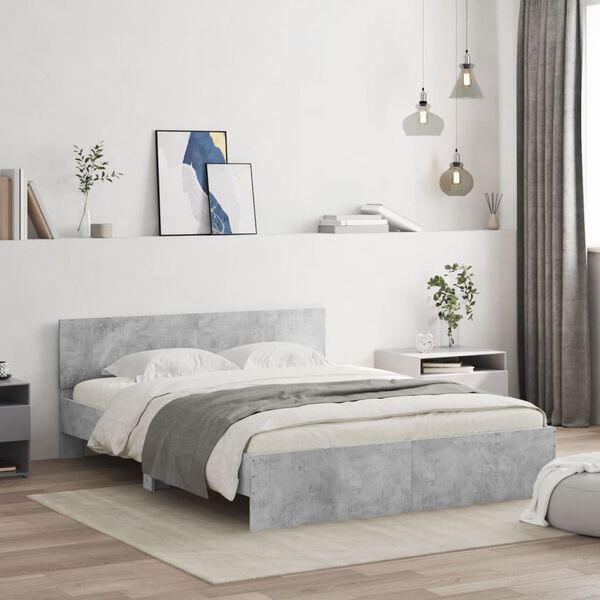 vidaXL Bed Frame without Mattress Concrete Grey 140x200 cm