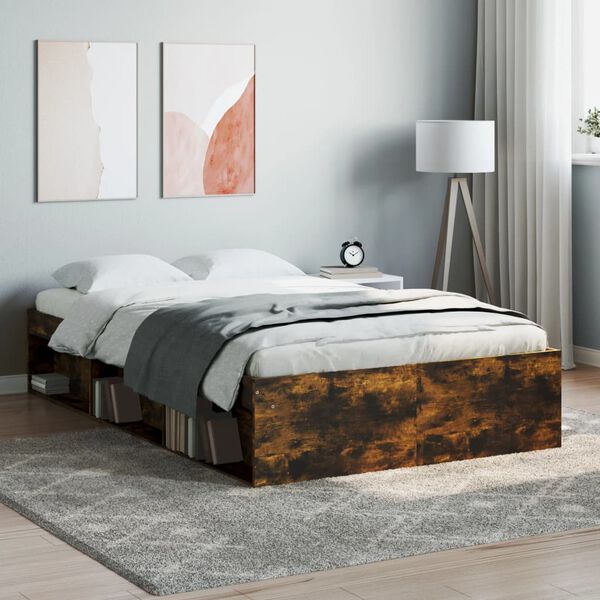 vidaXL Bed Frame without Mattress Smoked Oak 120x200 cm