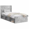 vidaXL Bed Frame with Storage and Headboard Concrete Grey 90 x 190 cm