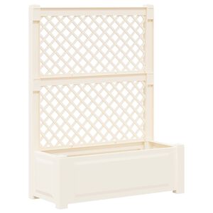 vidaXL Big Planter with Trellis PP White