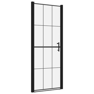vidaXL Shower Door Tempered Glass 91x195 cm Black