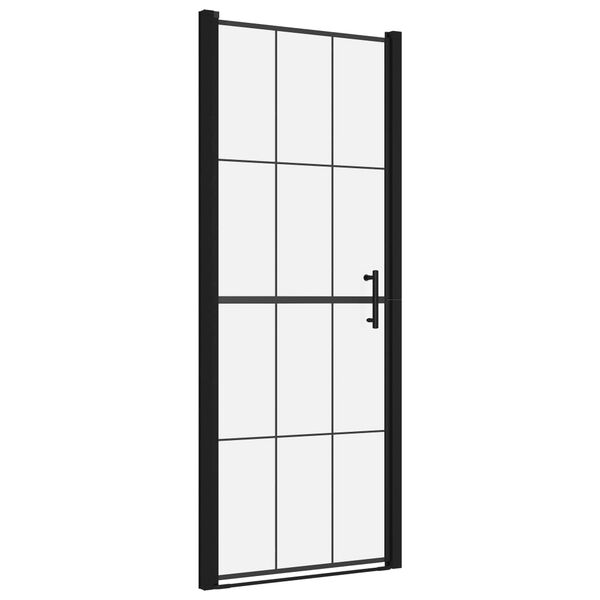 vidaXL Shower Door Tempered Glass 91x195 cm Black
