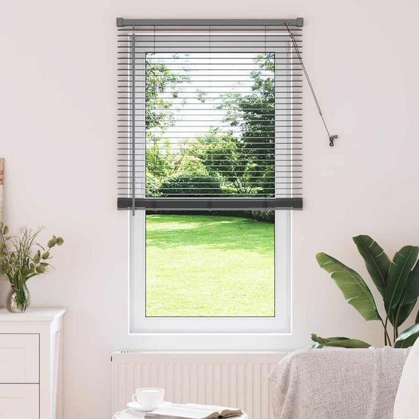 vidaXL Window Blind with Curtains Manual Dark grey Aluminium