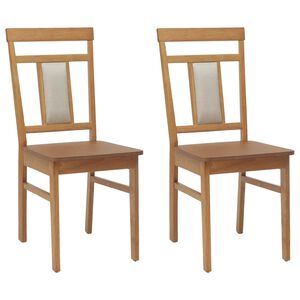 vidaXL Dining Chair 2 pcs Solid Rubber Wood Natural