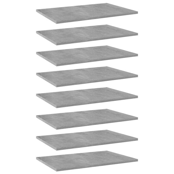 vidaXL Bookshelf Boards 8 pcs Concrete Grey 60x40x1.5 cm Engineered Wood