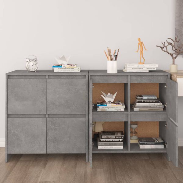 vidaXL Sideboards 2 pcs Concrete Grey 70x41x75 cm Engineered Wood