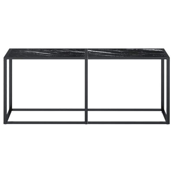 vidaXL Console Table Black Marble 180x35x75.5cm Tempered Glass