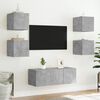 vidaXL 6 Piece TV Wall Units with LED Concrete Grey Engineered Wood