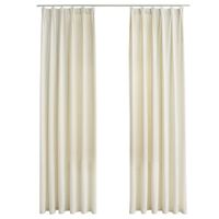 vidaXL Blackout Curtains 2 pcs with Hooks Velvet Cream 140x245 cm