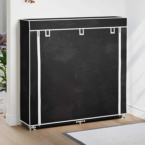 vidaXL Fabric Shoe Cabinet with Cover 115 x 28 x 110 cm Black