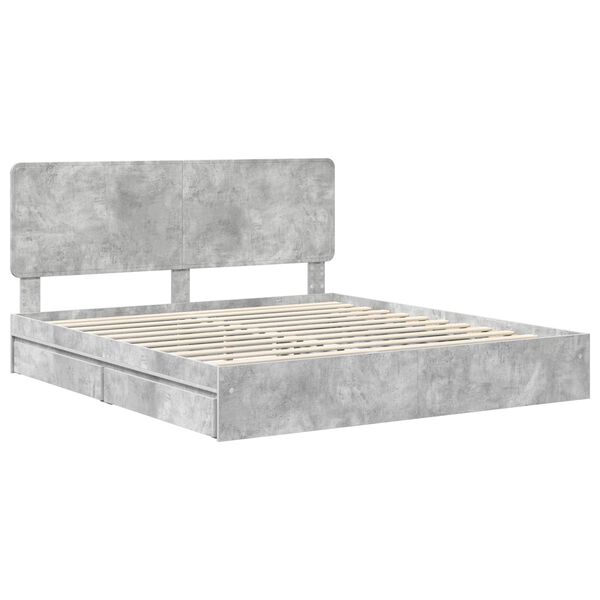 vidaXL Storage Bed Concrete Grey 180 x 200 cm Engineered Wood