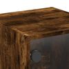 vidaXL Bedside Cabinets with Glass Doors 2 pcs Smoked Oak 35x37x35 cm