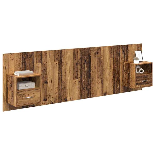 vidaXL Headboard with Cabinet 3 pcs Old Wood Engineered Wood