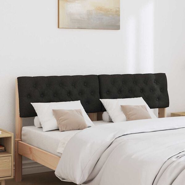 vidaXL Upholstered Headboard Black 160 cm Solid Pine Wood
