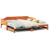 vidaXL Daybed with Trundle without Mattress Wax Brown 90x200 cm Solid Wood