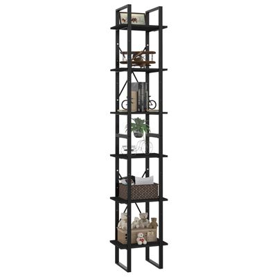 vidaXL 6-Tier Book Cabinet Black 40x30x210 cm Engineered Wood