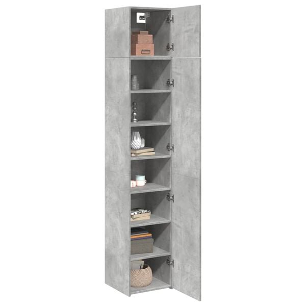 vidaXL Slim Storage Cabinet Concrete Grey 40x42.5x225 cm Engineered Wood